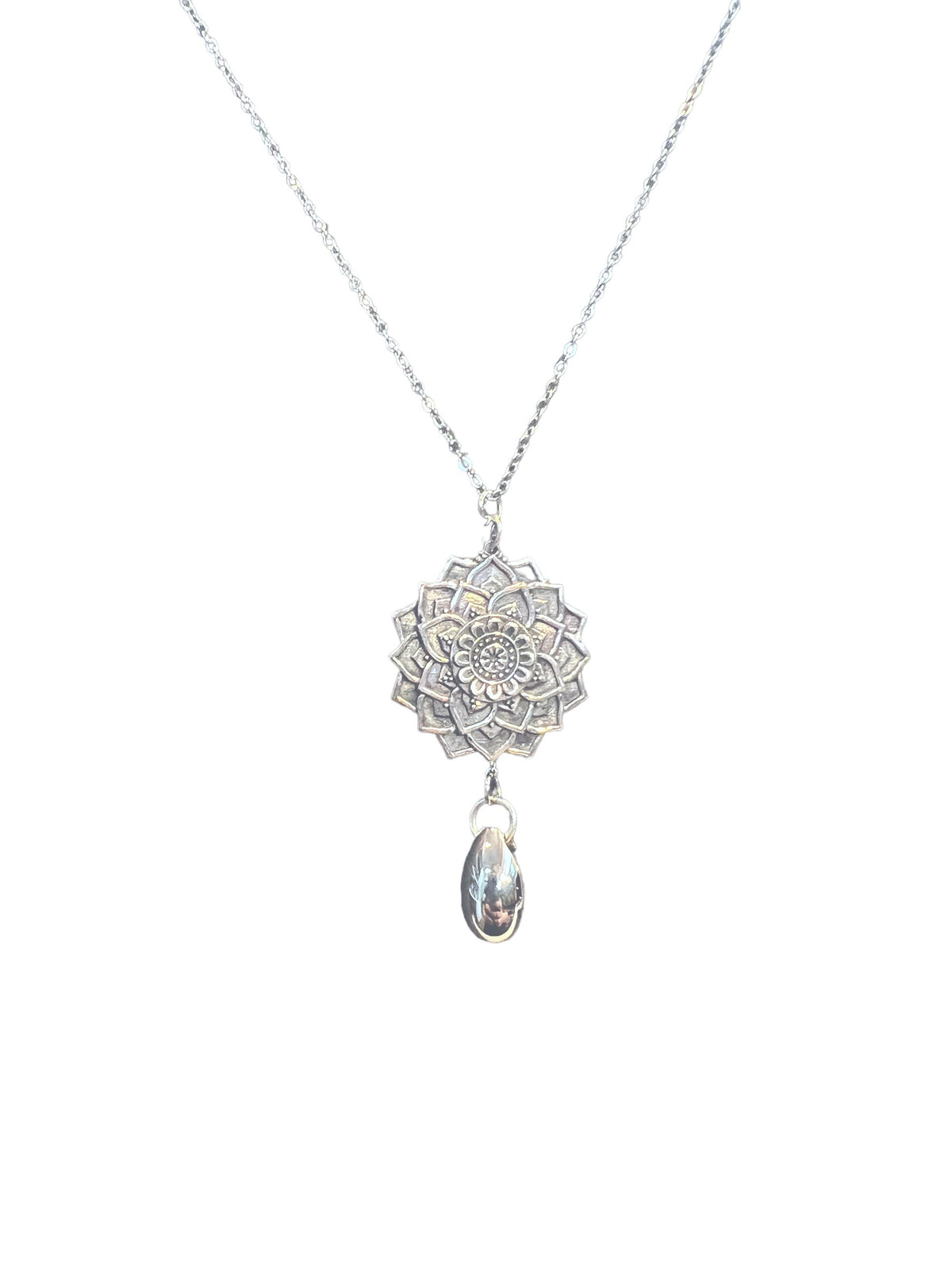 Lotus Mandala Teardrop Urn Necklace