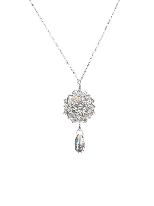 Lotus Mandala Teardrop Urn Necklace