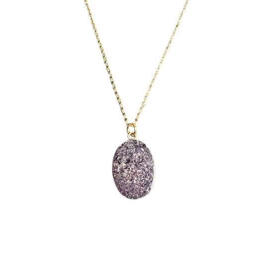 Gold Oval Ashes in Resin Necklace 14kt gold fill