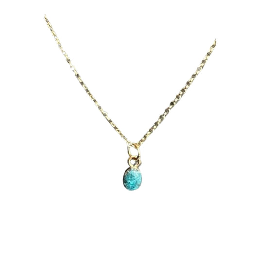 Tiny 14kt gold fill oval ashes in resin pendant necklace