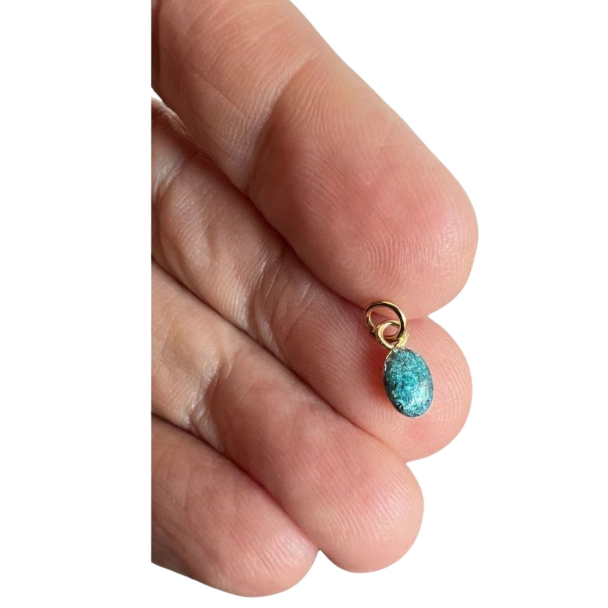 Tiny 14kt gold fill oval ashes in resin pendant necklace