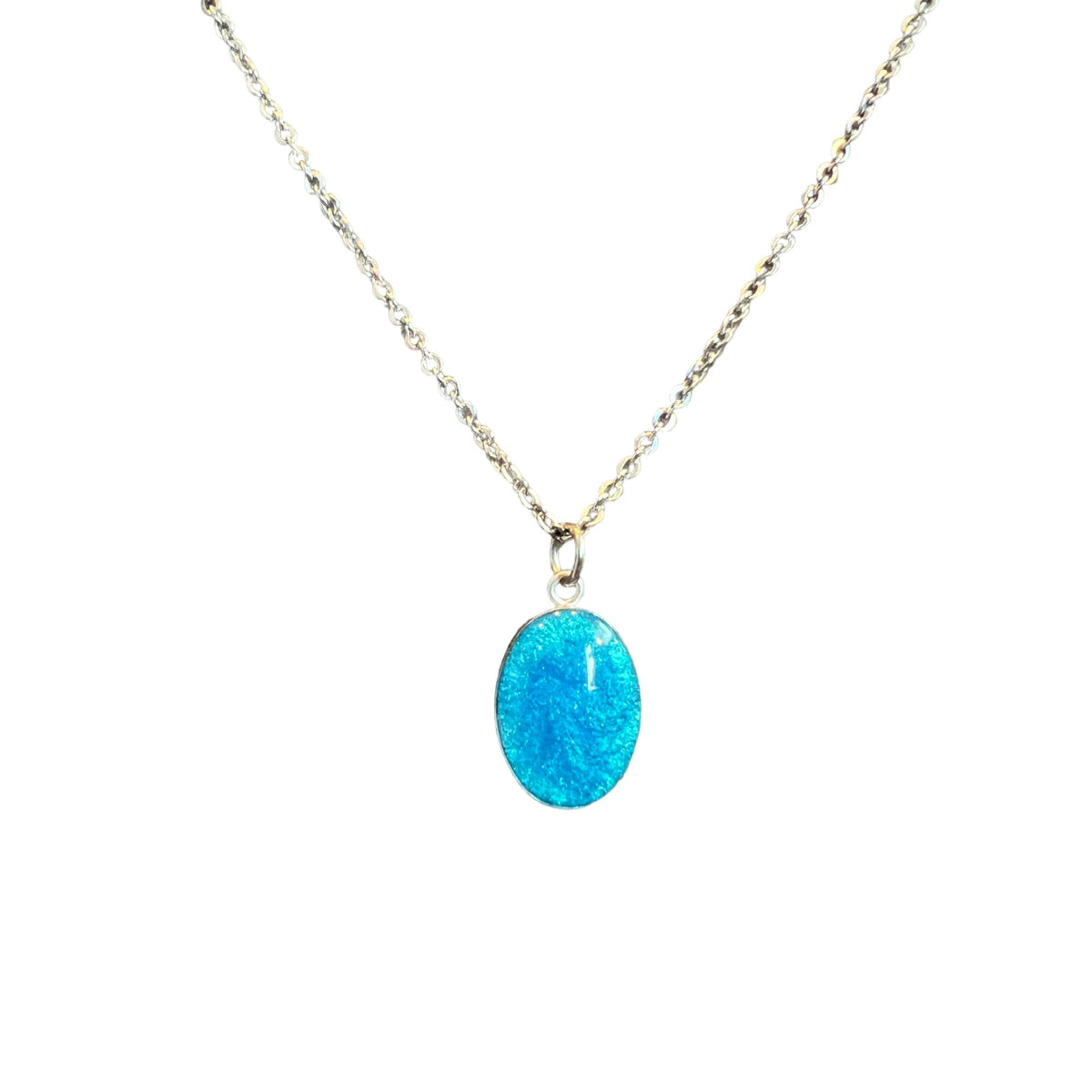 Oval Ashes in Resin Sterling Silver Necklace