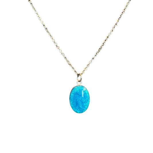 Oval Ashes in Resin Sterling Silver Necklace