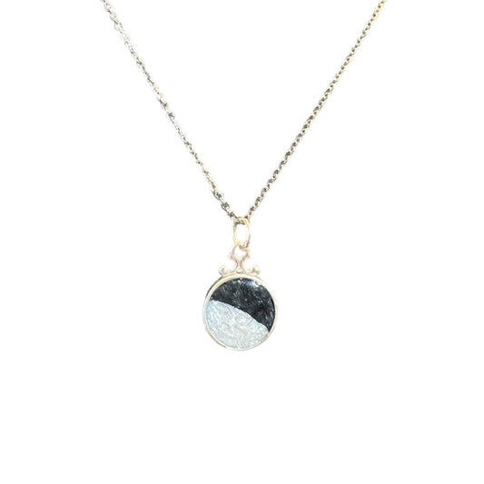 Round Sterling Silver Ashes in Resin Necklace