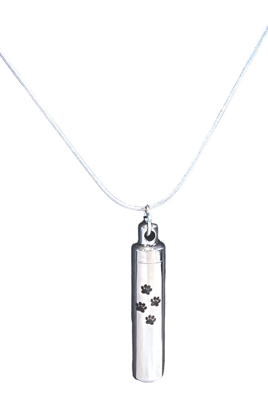 Cylinder Paw Print Urn Necklace