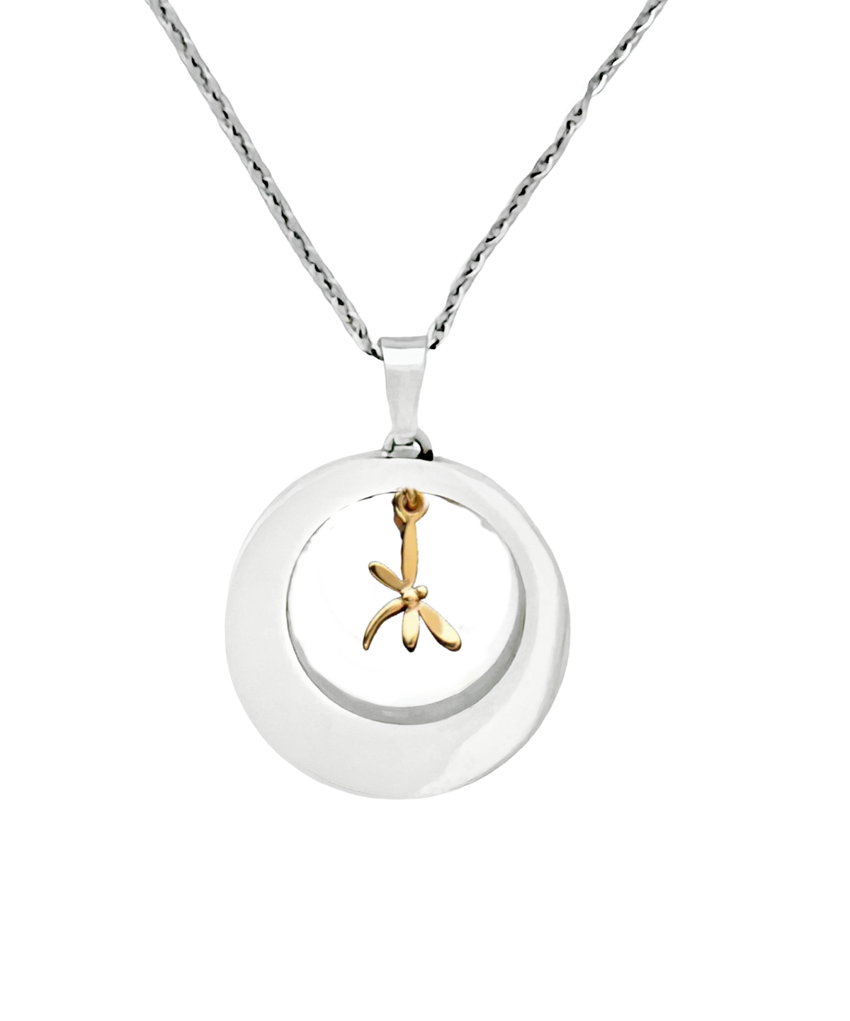 Gold Dragonfly  Open Circle Cremation Urn Necklace