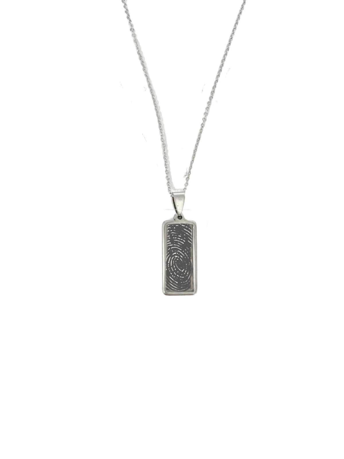 Rectangle Stainless Steel  Fingerprint Pendant