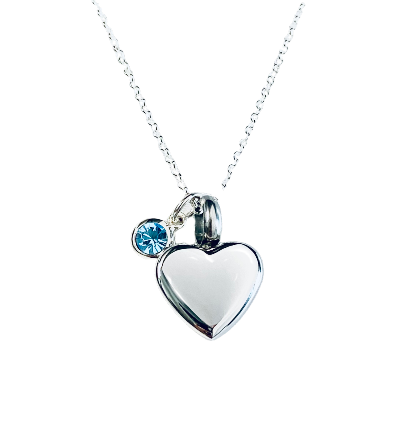 Petite Heart Birthstone Silver Urn Necklace