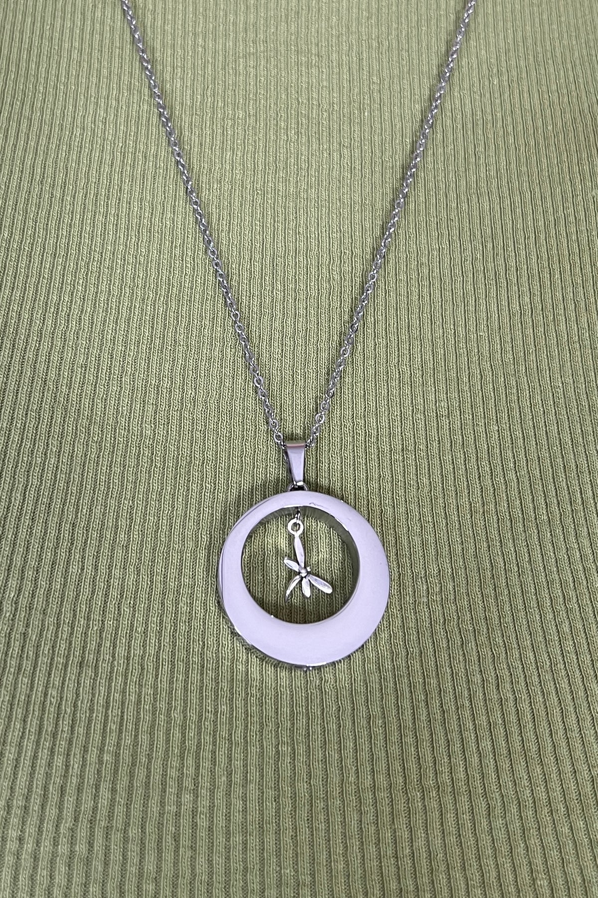 Dragonfly  Open Circle Cremation Urn Necklace