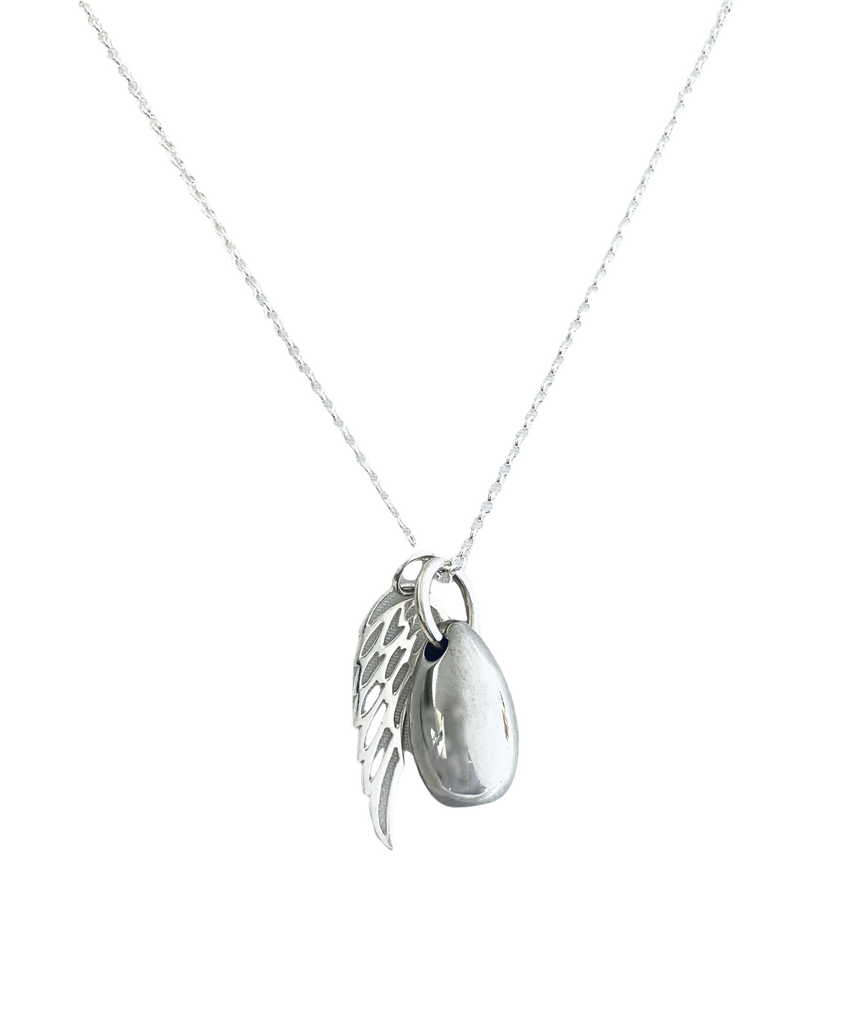 Silver Angel Wing Teardrop Urn Necklace
