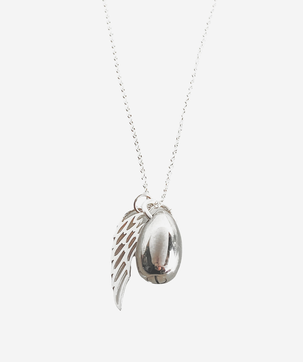 Silver Angel Wing Teardrop Urn Necklace