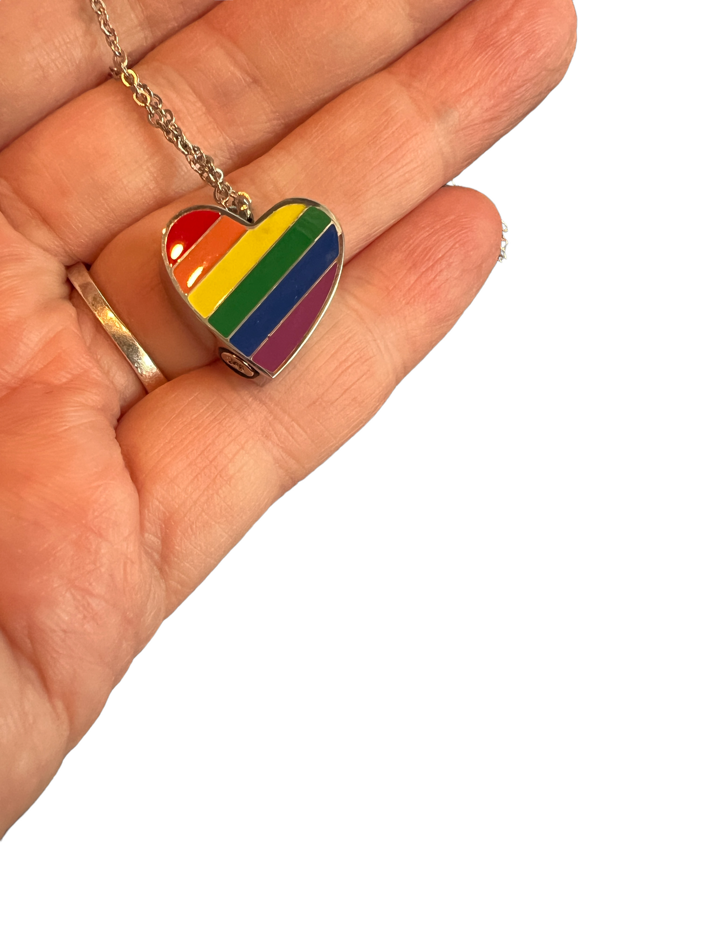 LGBTQ Rainbow Heart Urn Necklace