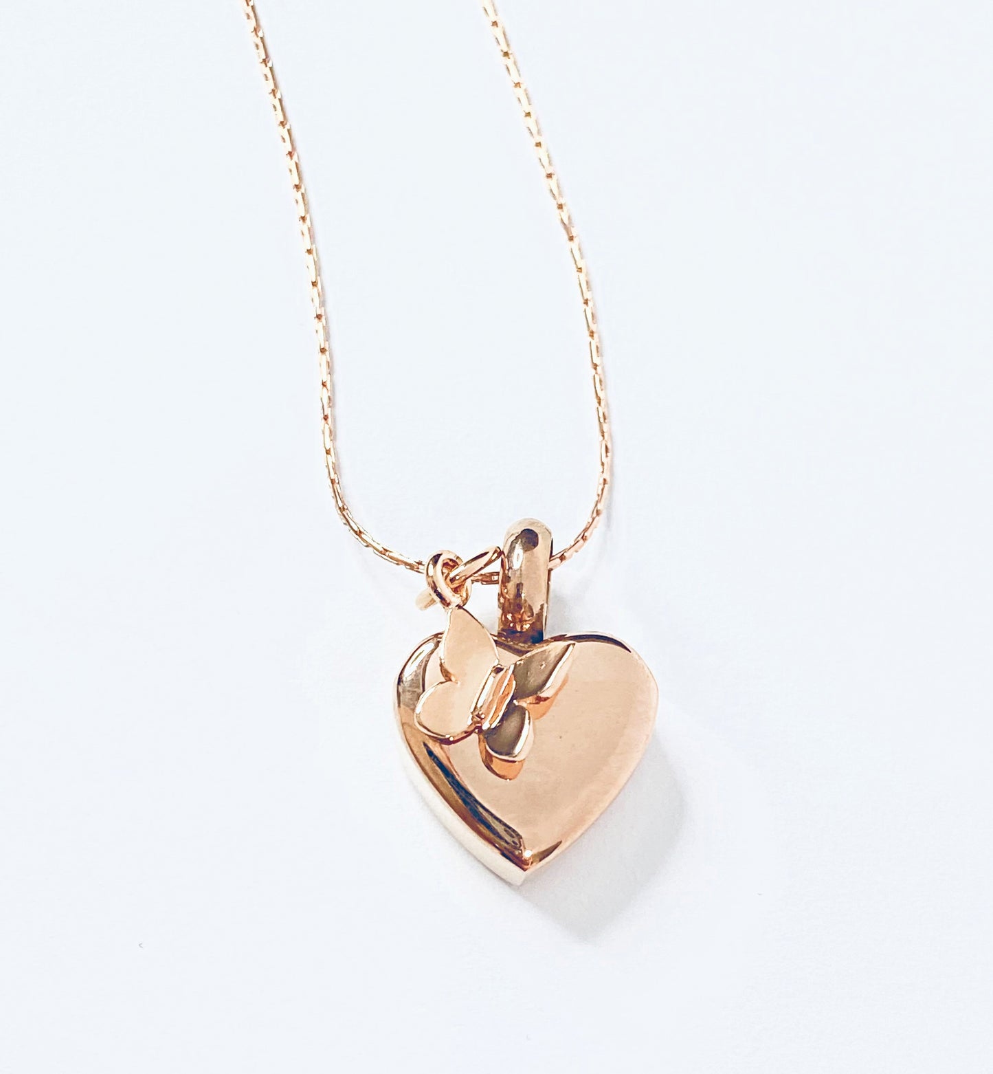 Petite Heart Rose Gold Butterfly Urn Necklace