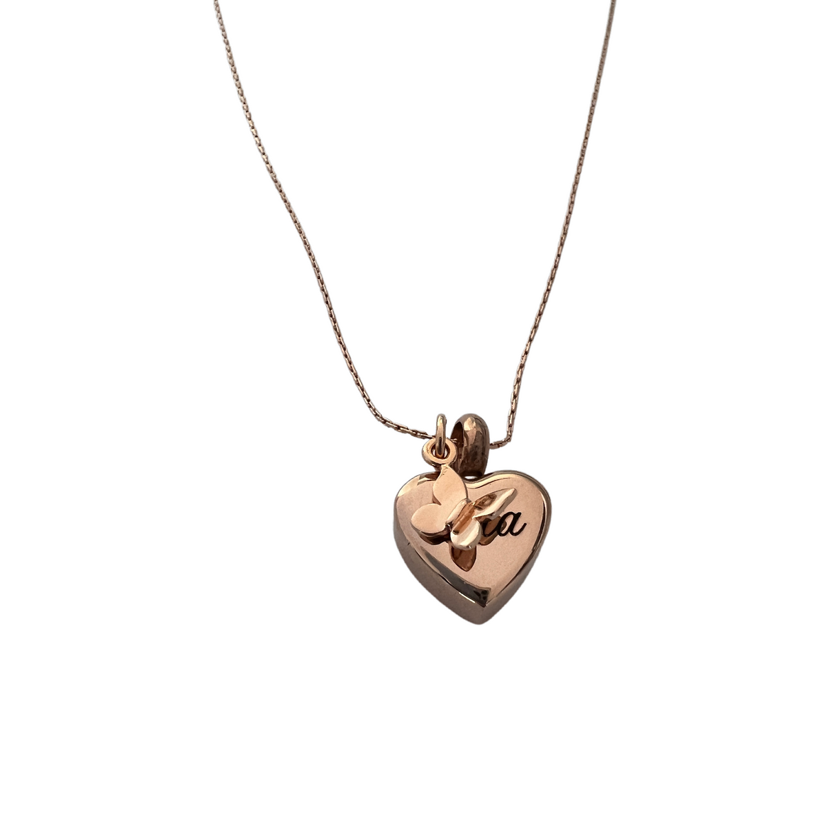 Petite Heart Rose Gold Butterfly Urn Necklace
