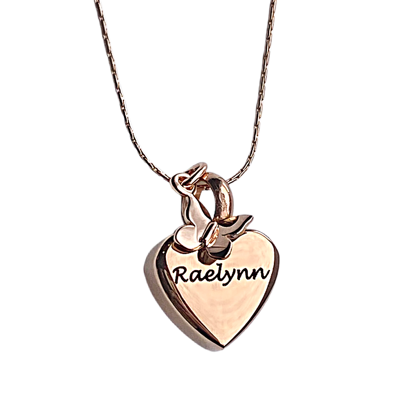 Petite Heart Rose Gold Butterfly Urn Necklace