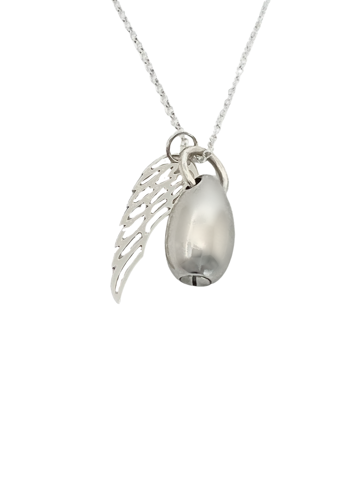 Silver Angel Wing Teardrop Urn Necklace