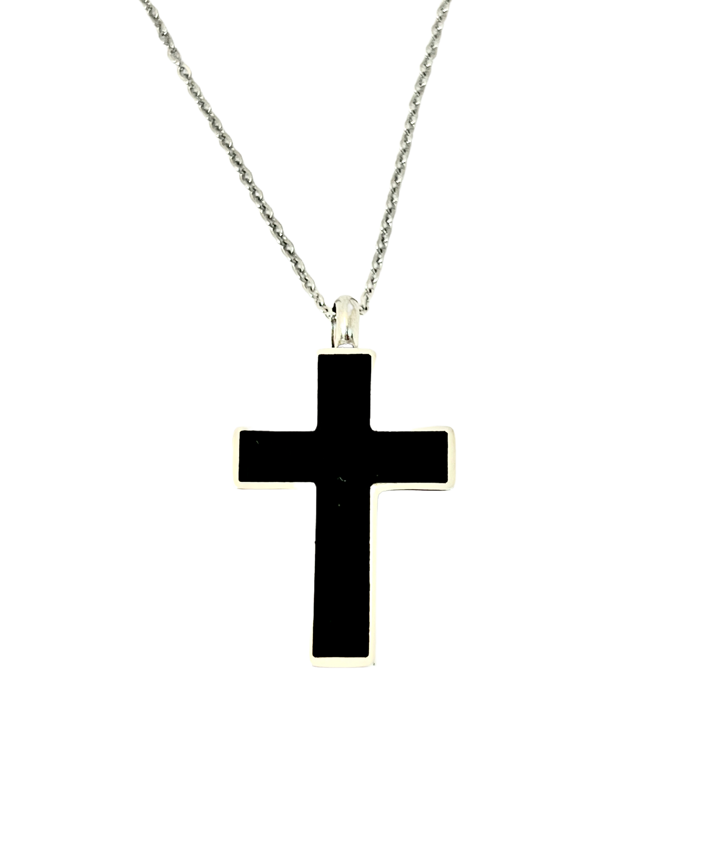 Black Cross Stainless Steel Cremation Urn Necklace