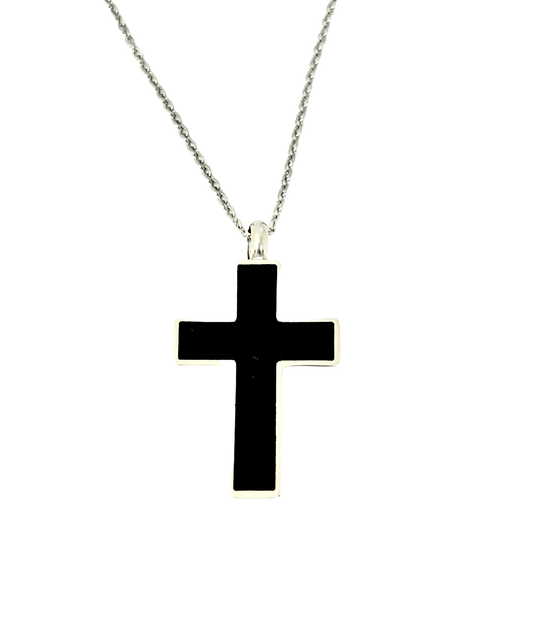 Black Cross Stainless Steel Cremation Urn Necklace