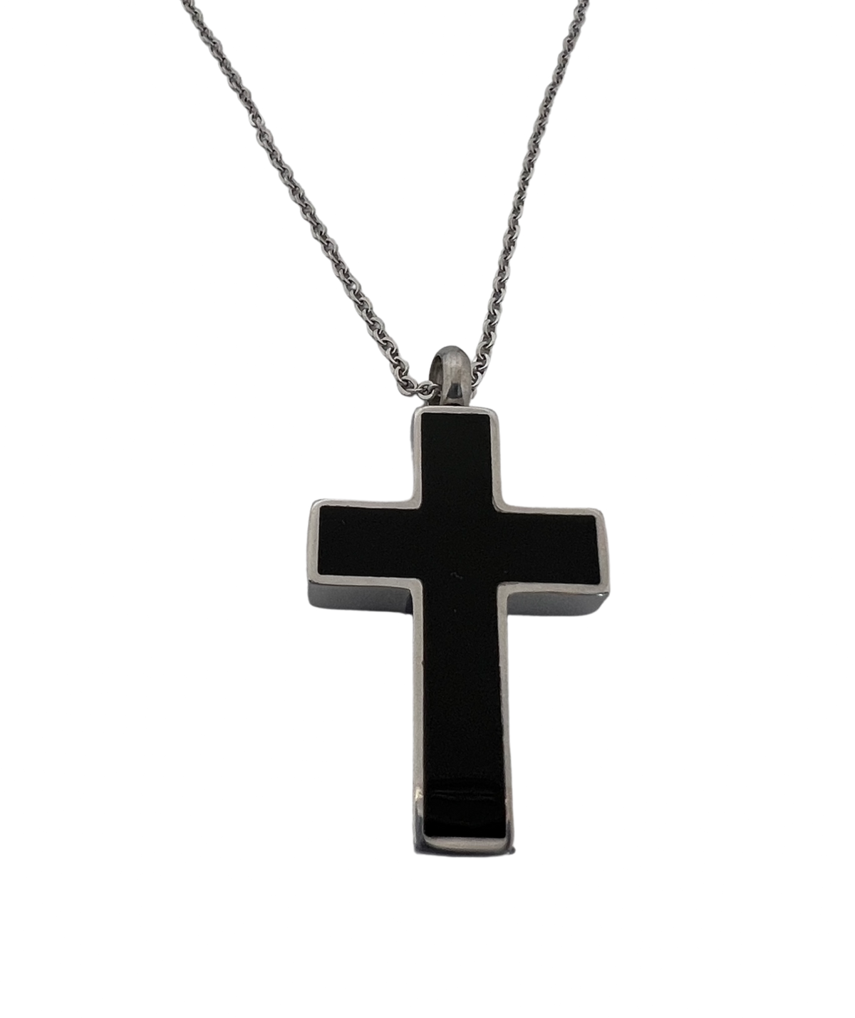 Black Cross Stainless Steel Cremation Urn Necklace