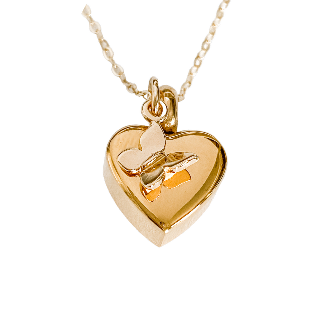 Petite Heart Gold Butterfly Urn Necklace