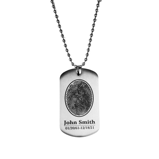 Stainless Steel Dog Tag Necklace with Optional Rubber Silencer