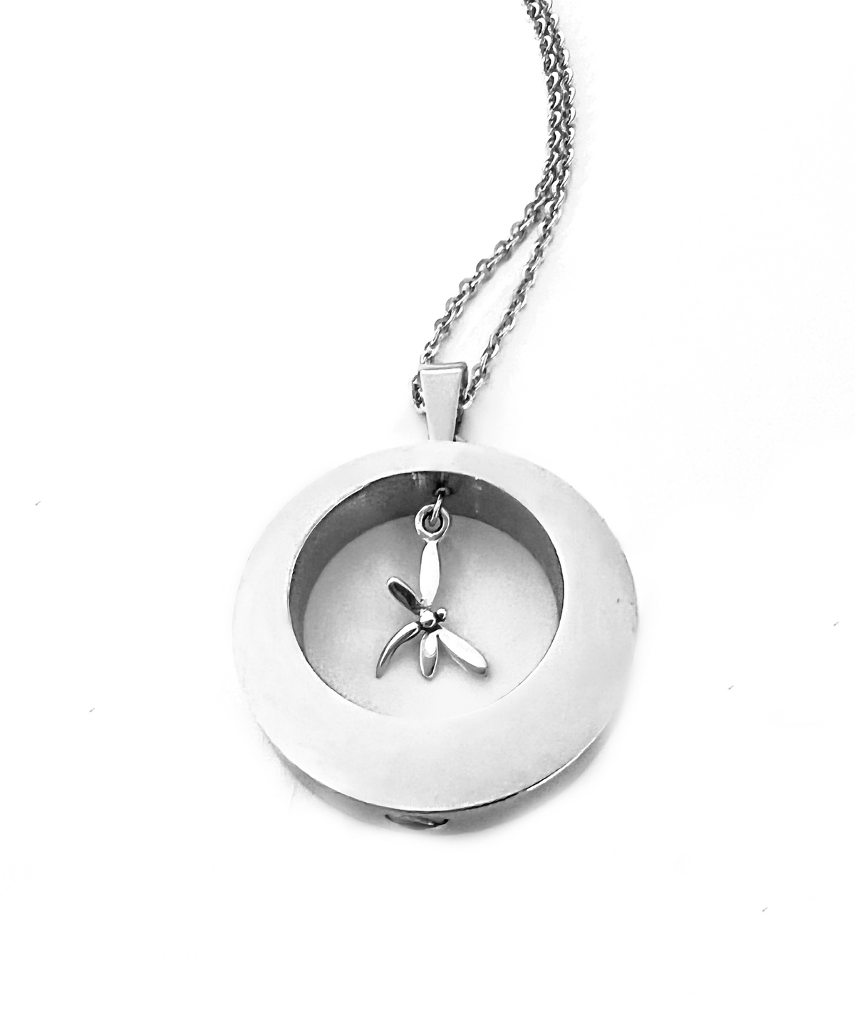 Dragonfly  Open Circle Cremation Urn Necklace