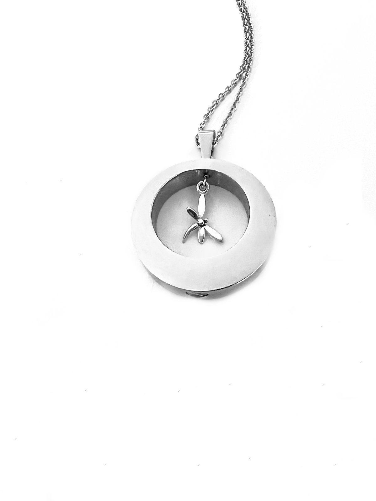 Dragonfly  Open Circle Cremation Urn Necklace