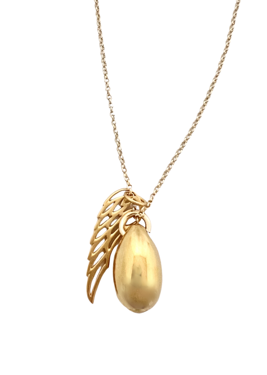 Gold Angel Wing Teardrop Urn Necklace
