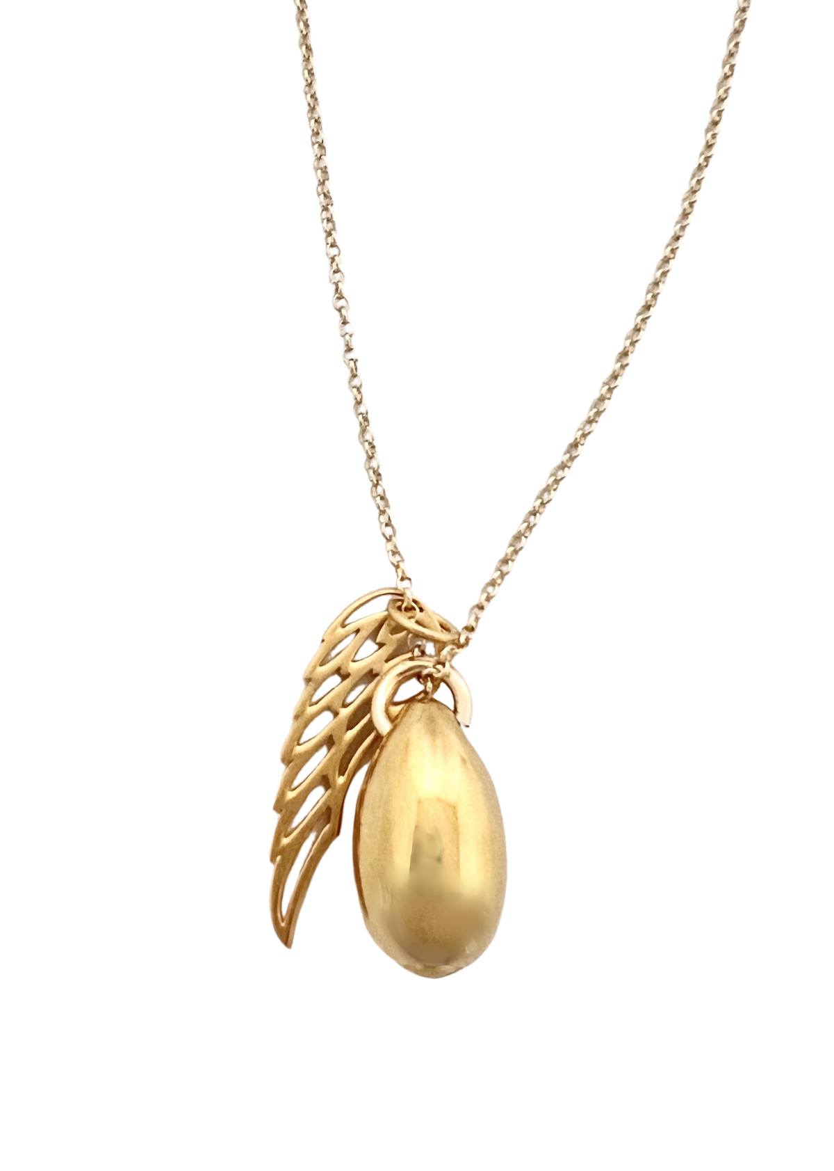 Gold Angel Wing Teardrop Urn Necklace