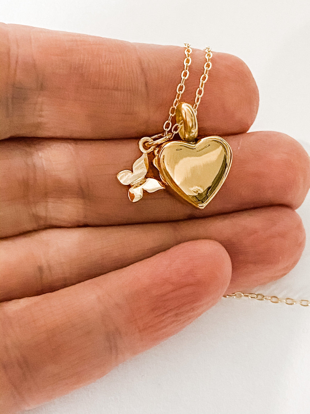 Petite Heart Gold Butterfly Urn Necklace