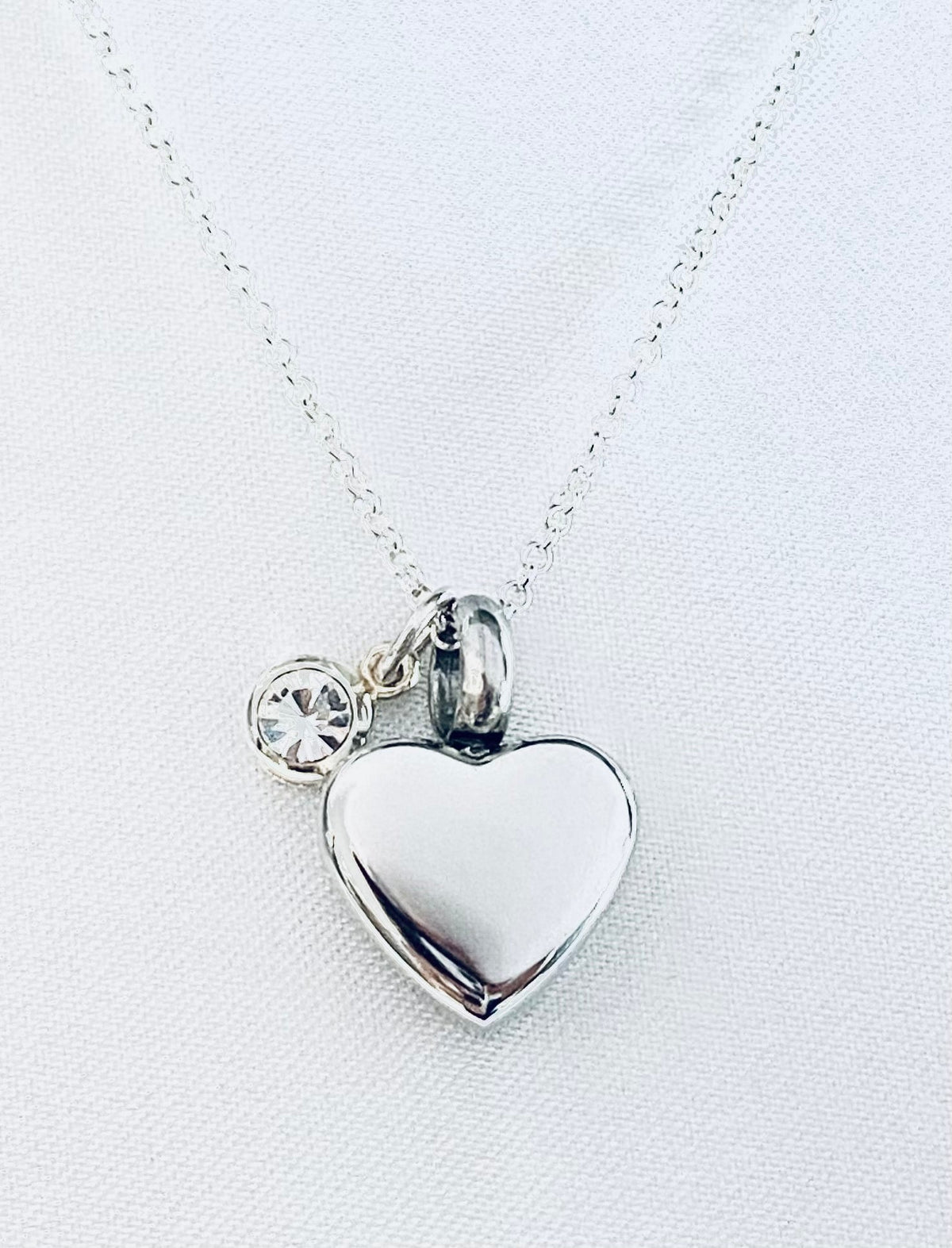 Petite Heart Birthstone Silver Urn Necklace