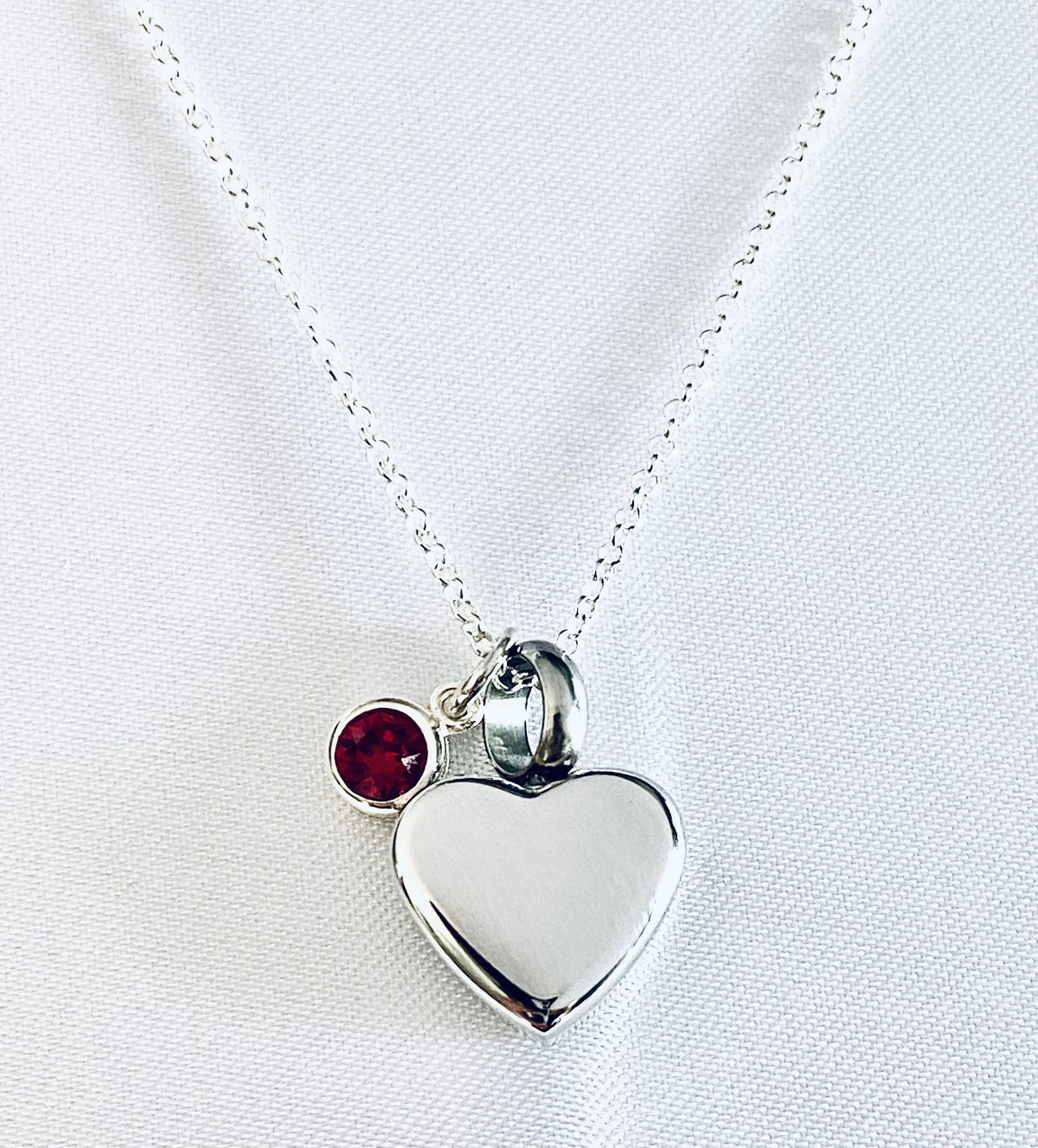 Petite Heart Birthstone Silver Urn Necklace