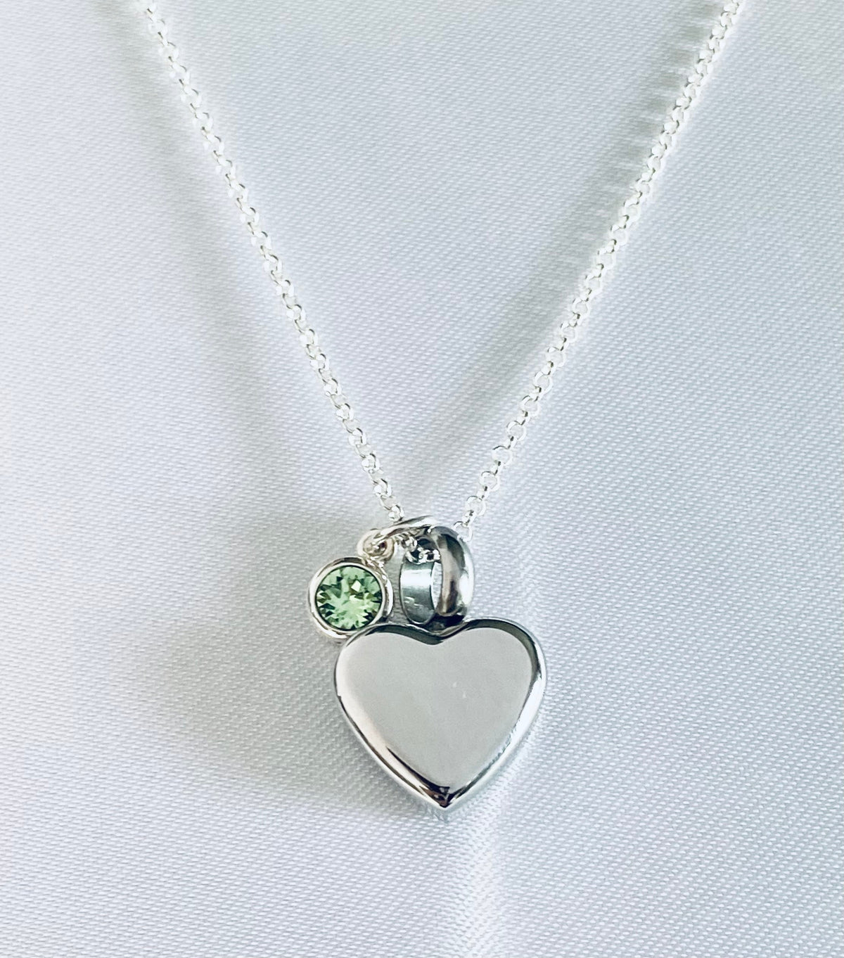 Petite Heart Birthstone Silver Urn Necklace