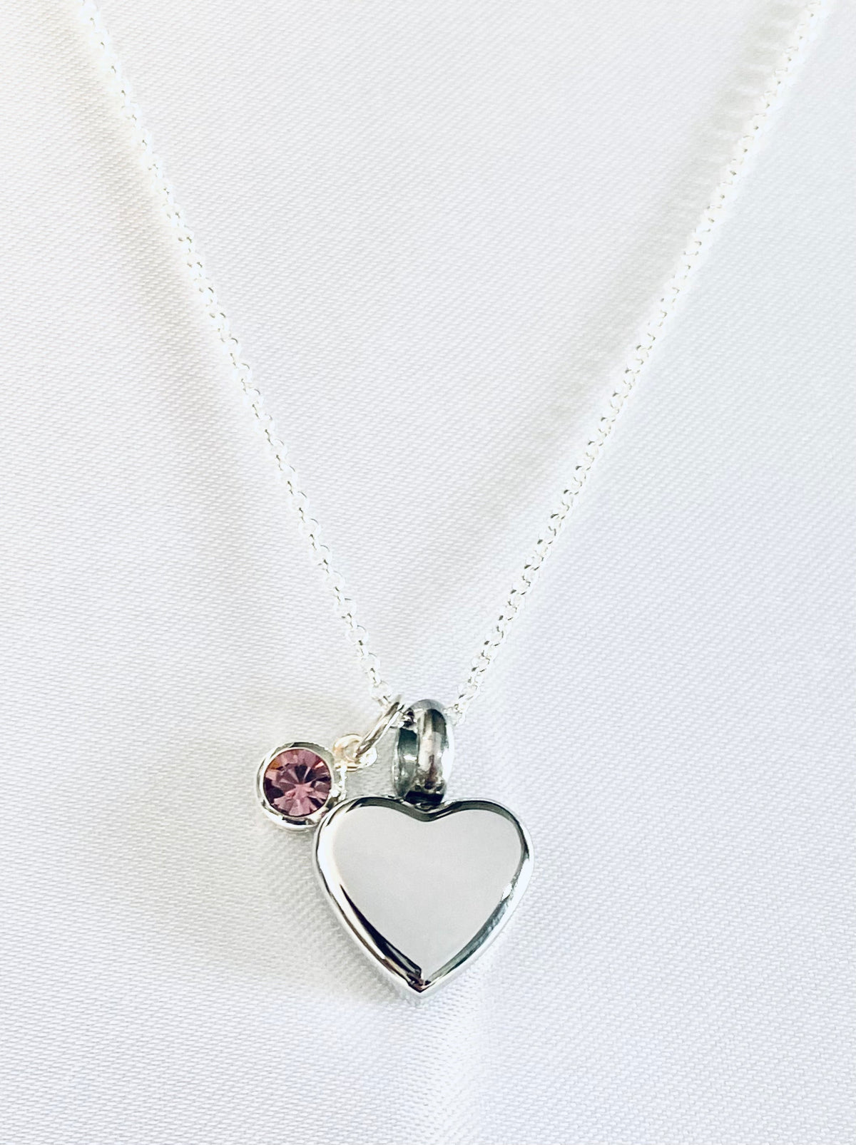 Petite Heart Birthstone Silver Urn Necklace