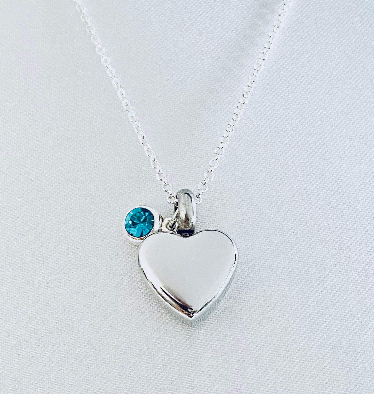 Petite Heart Birthstone Silver Urn Necklace