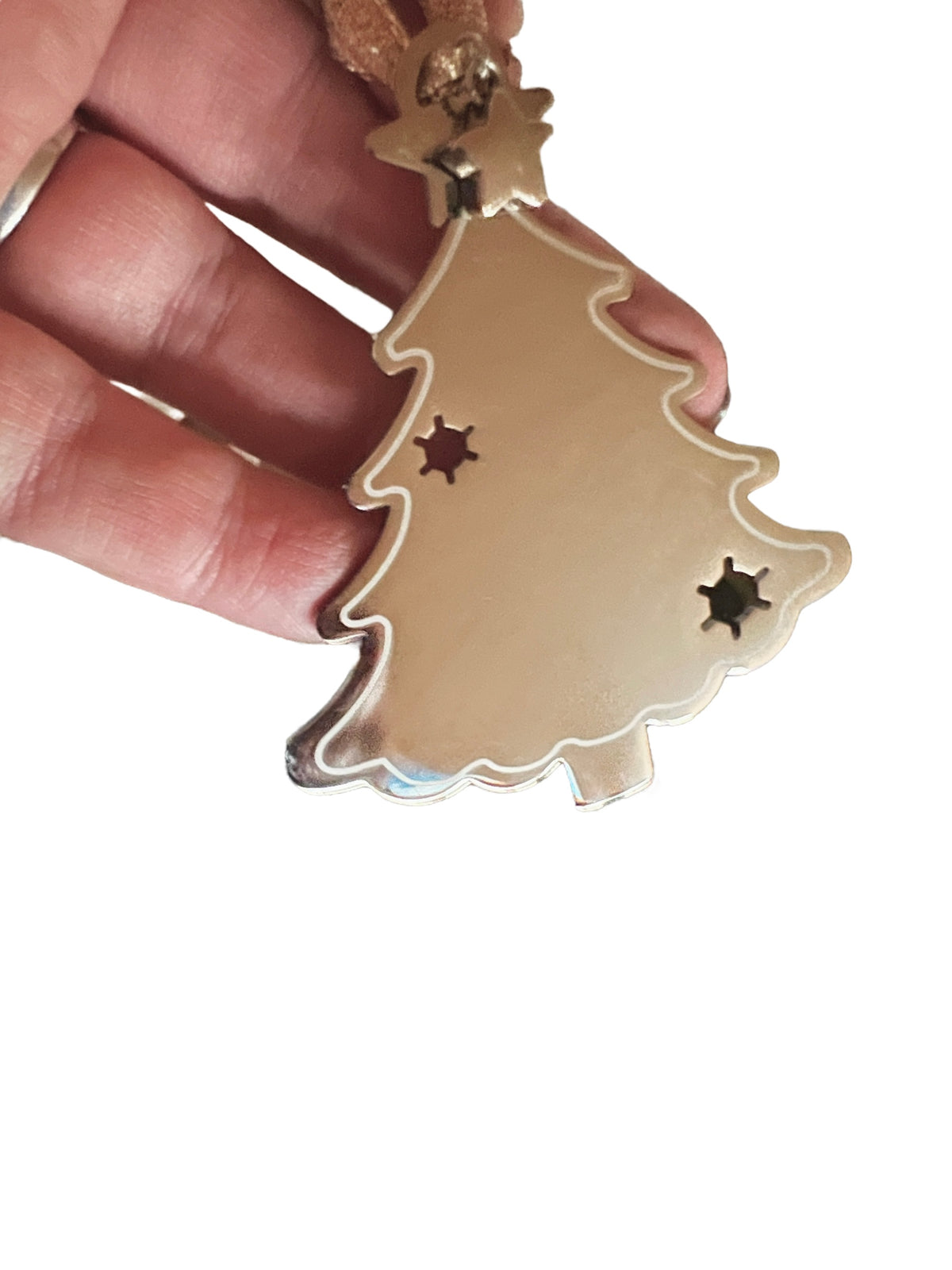 Christmas Tree Personalized Stainless Steel Holiday Ornament with Optional Star Urn Tree Topper