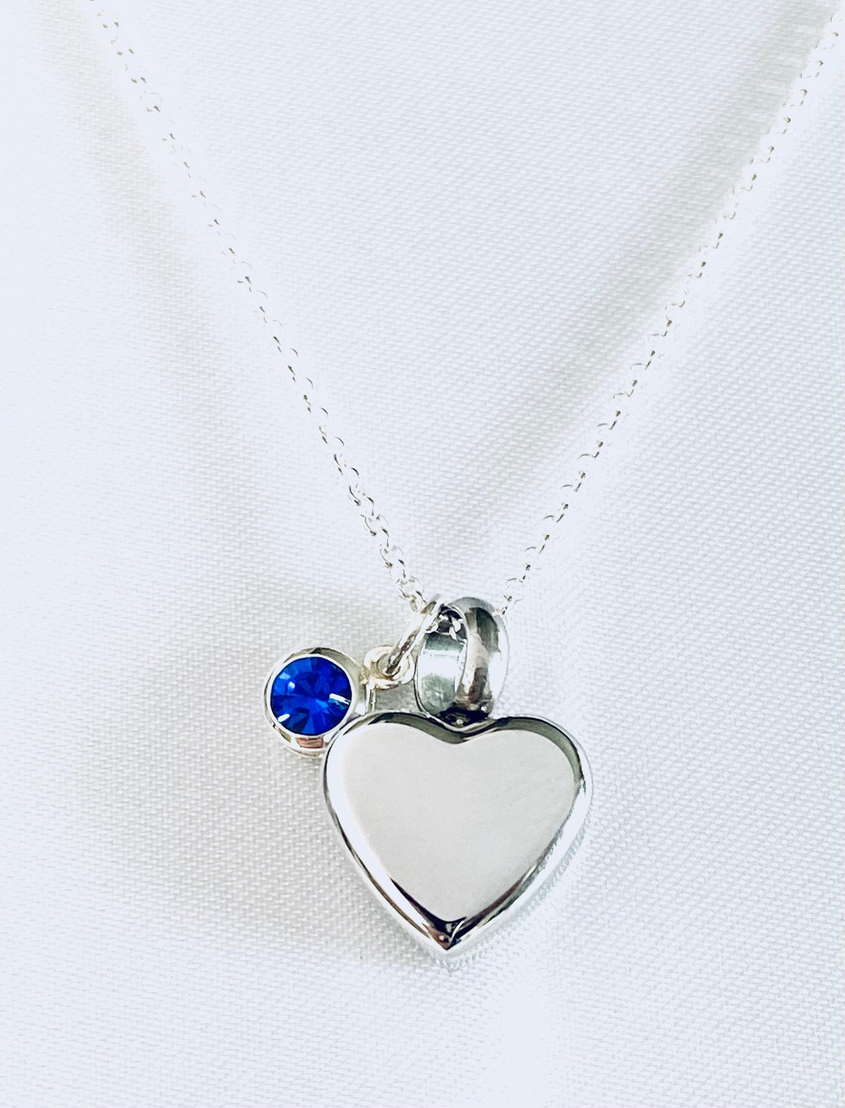 Petite Heart Birthstone Silver Urn Necklace