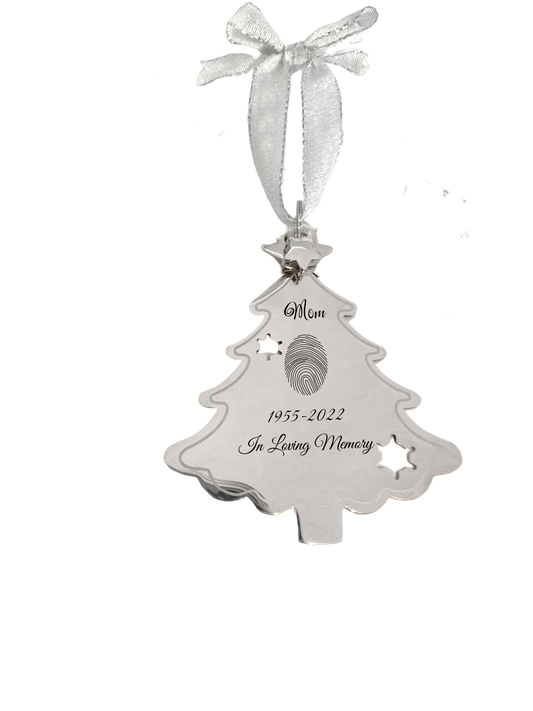 Christmas Tree Personalized Stainless Steel Holiday Ornament with Optional Star Urn Tree Topper