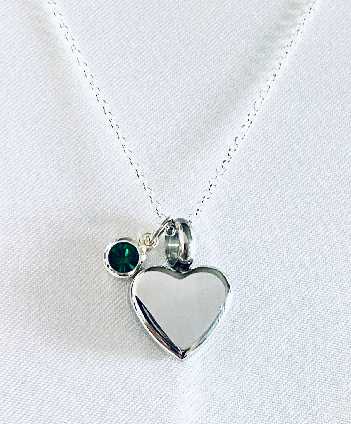 Petite Heart Birthstone Silver Urn Necklace
