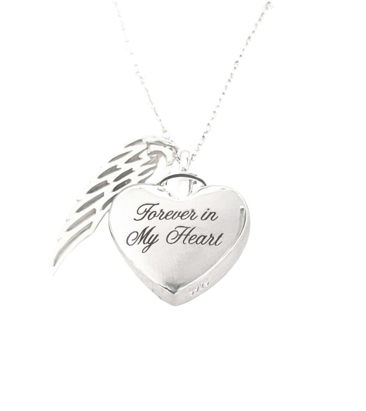 Sterling Silver Heart with Angel Wing Necklace