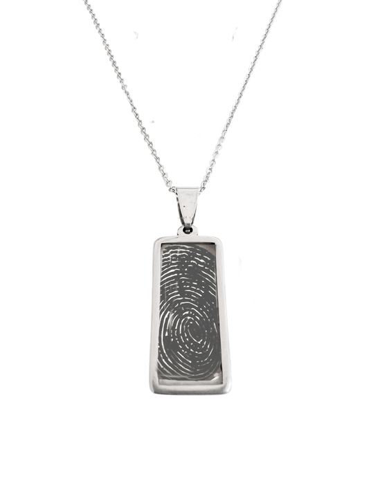 Rectangle Stainless Steel  Fingerprint Pendant