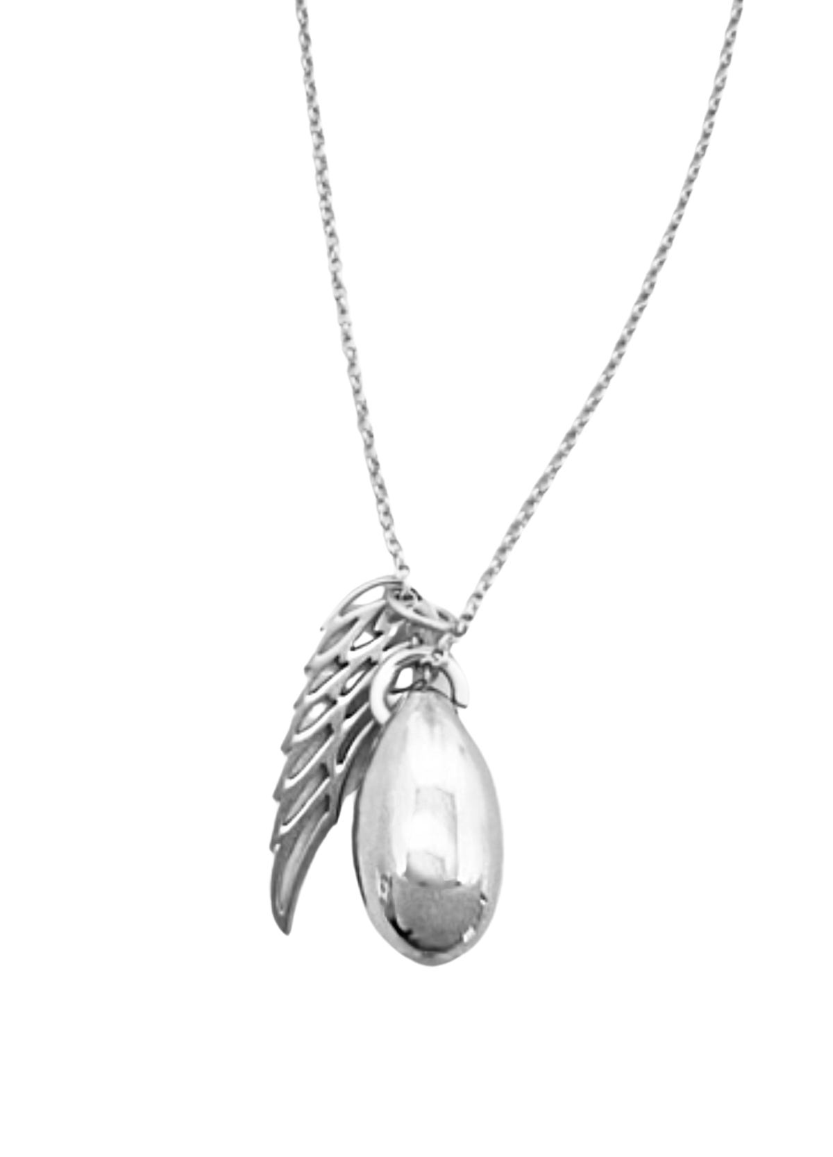 Silver Angel Wing Teardrop Urn Necklace